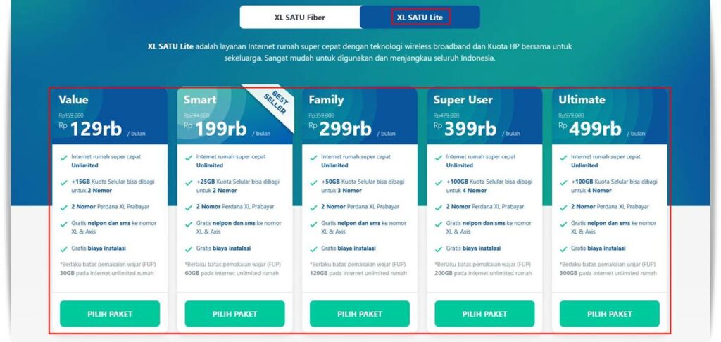 WIFI Rumah Unlimited Tanpa Kabel - Paket Data XL Satu Lite