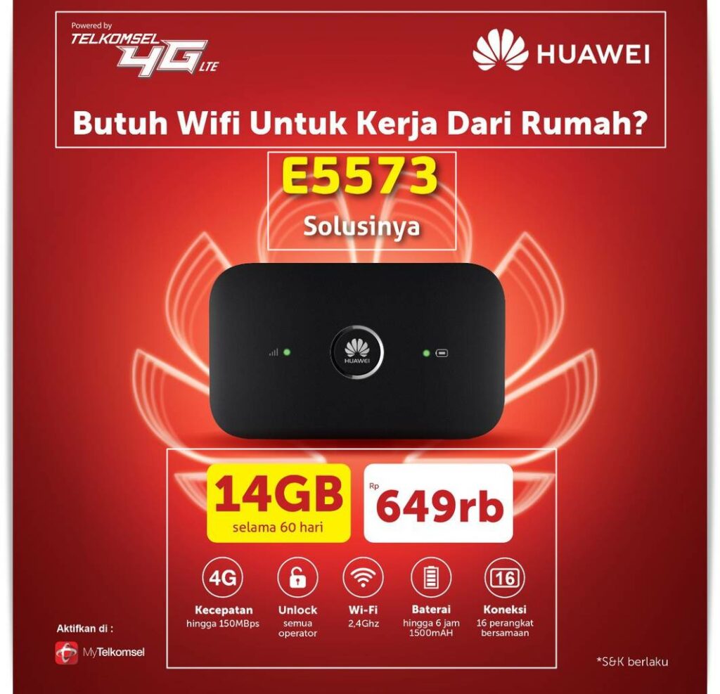 WIFI Rumah Unlimited Tanpa Kabel - Huawei E5573