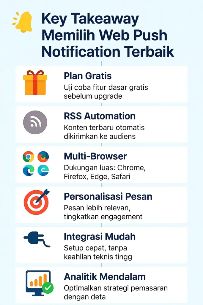 key takeaway memilih aplikasi web push notification terbaik